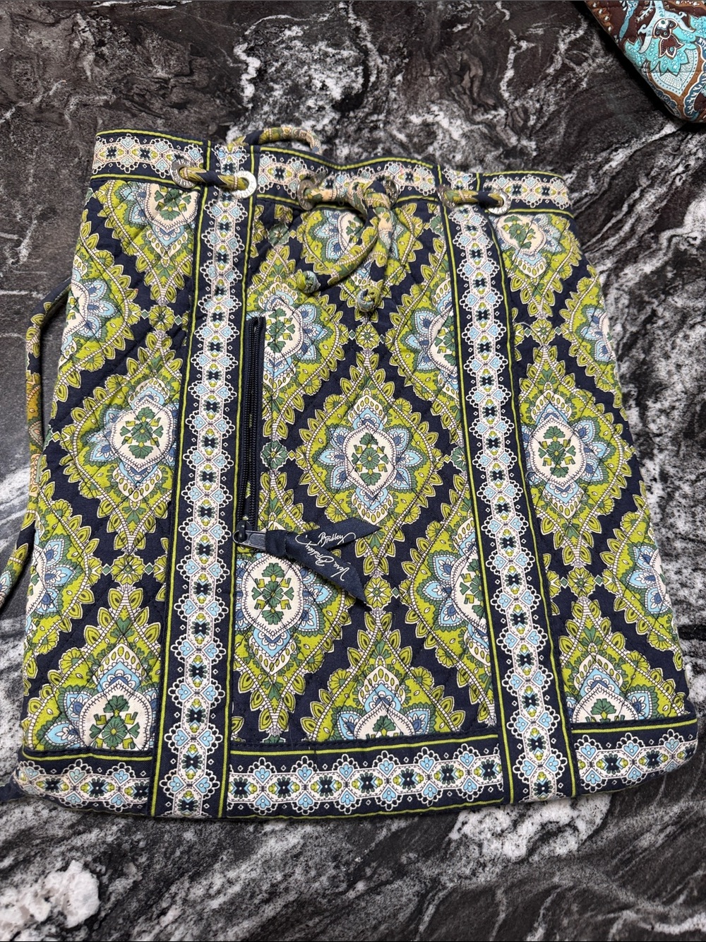Vera Bradley Navy and Lime Paisley-Print Mini Skirt retired